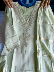 Beautiful Roman Silk Embroidery With Sequence Work Dress