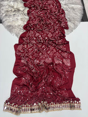 Designer Pure Satin Silk Real Mirror Work Saree