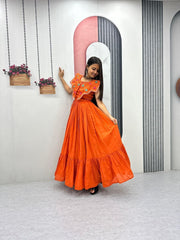 Trending Roman Silk Embroidery Thread & Khatli Work Gown