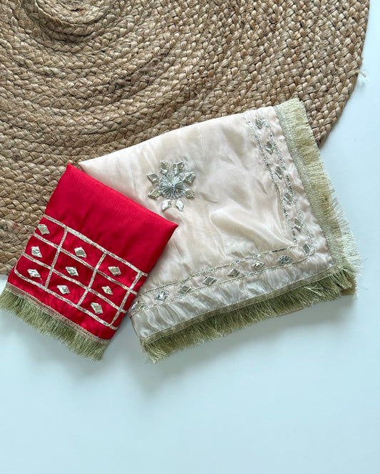 Beautiful Chinon Silk With Sobber kachi Gotta Work Saree