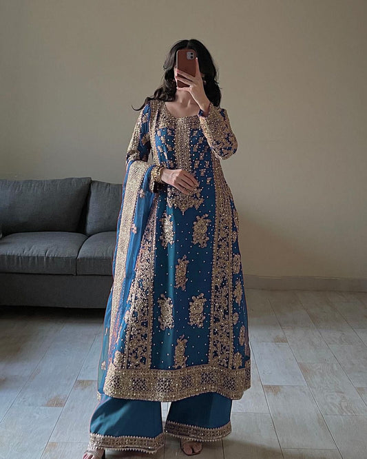 Beautiful Georgette Thread With Sequence & Pearl Work Suit