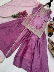 Party-wear Fendy Silk Embroidery Sequence Work Sharara