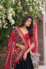 Beautiful Tussar Silk Patola Print With Foil Work Lehenga Choli