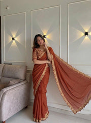 Party-wear Rangoli Silk Embroidery Cutwork Designer Saree