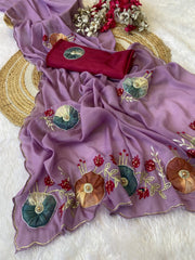 Beautiful Star Georgette Hand-work Saree