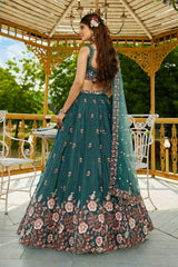 Beautiful French Crepe Embroidery Dori Zari Sequence Work Lehenga Choli