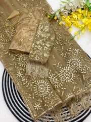 Trending Butterfly Net Embroidery Work Saree
