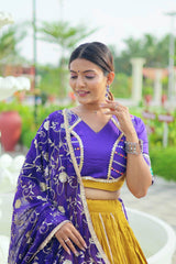 Navratri Special Pure Cotton Embroidery Thread Work Lehenga Choli With Stitched Blouse