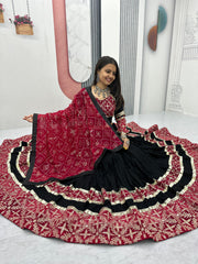 Navratri Special Pure Cotton Embroidery Thread & Sequence Real Mirror Work Lehenga Choli