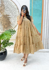 Summer Wear Mull Cotton Chanderi Embroidery Work Gown