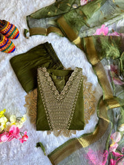 Beautiful Roman Silk Embroidery With Sequence Work Dress