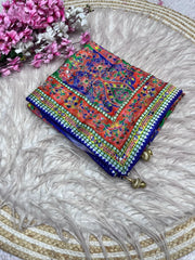 Beautiful Digital Printed Mirror Work Saree