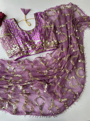 Bollywood Blockbuster Sequence Designer Sequins Embroidery Work Saree