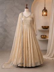 Beautiful Doremon Crush Silk With Real Mirror Work Gown