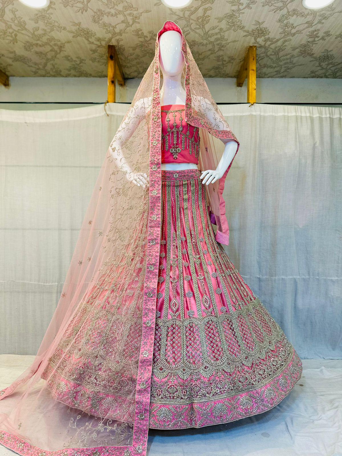 Heavy Multi Work Zarkan Work Bridal Lehenga Choli