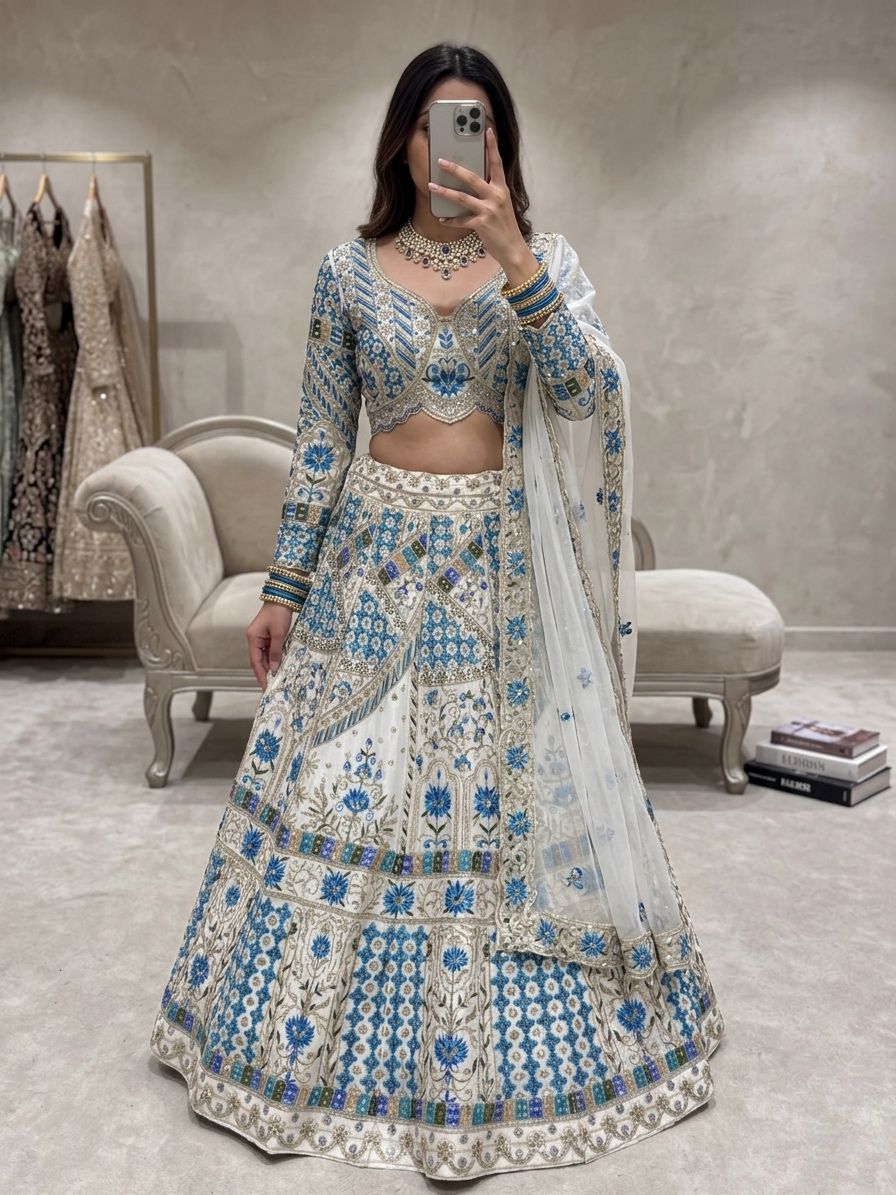 Beautiful Embroidery Sequence Work Lehenga Choli