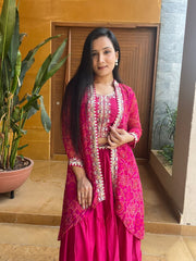 Festival Bandhej Embroidery Thared Work Lehenga Choli With Shrug