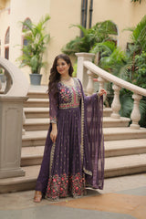 Glamours  Designer Ready-made Georgette With Rich Sequence Embroidered Work Gown
