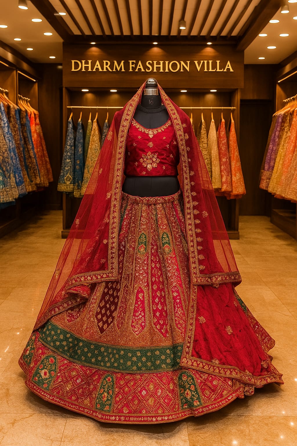 Most Awaited Bridal Special Multi Colored Velvet Diamond Work Lehenga Choli