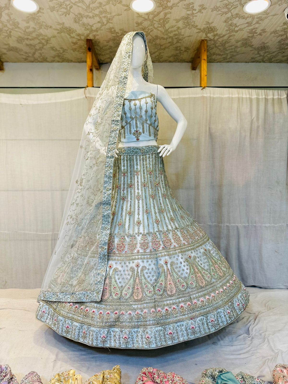 Heavy Multi Work Zarkan Work Bridal Lehenga Choli