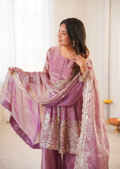 Party-wear Heavy Two Tone Fendy Satin Silk Sharara