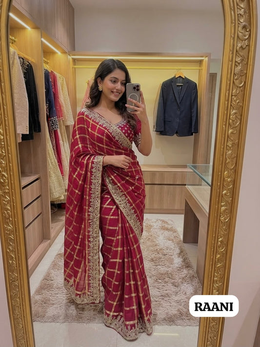 Beautiful Soft Viscos Gotafoil Work Saree