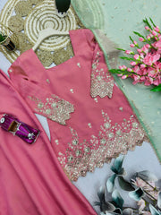 Party-wear Designer Shimmer Silk Embroidery Sequence Work Sharara