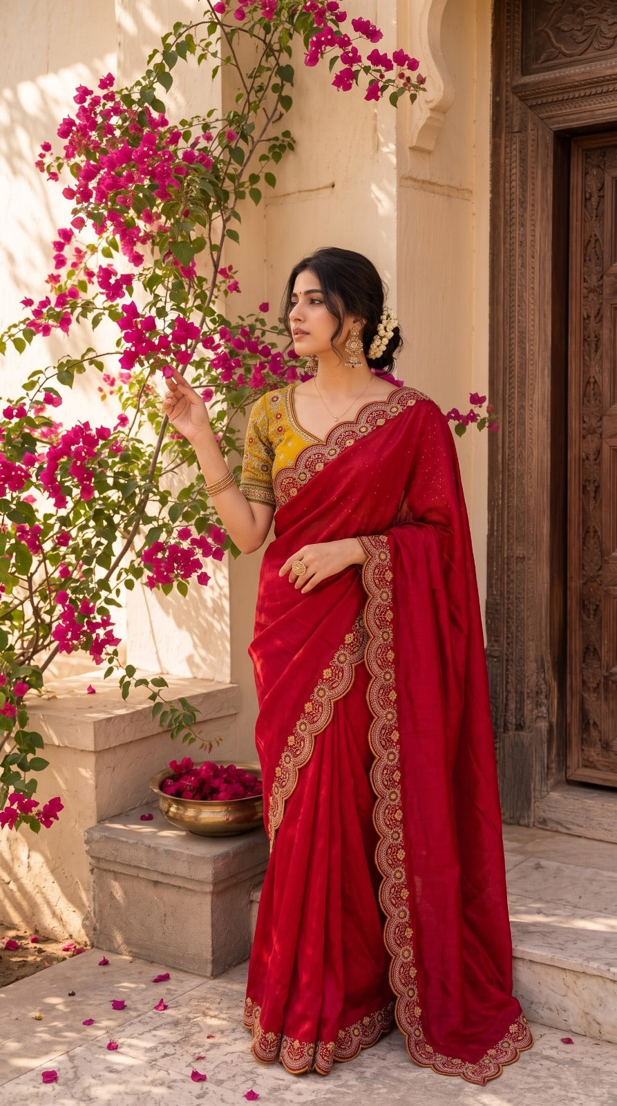 Party-wear Rangoli Silk Zari & Thread Embroidery Work Saree