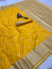 Beautiful Banrasi Silk Original Gold Zari Designer Saree
