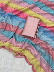 Party-wear Tabby Organza Silk Multi Prints With Beads With Katdana Handwork Saree
