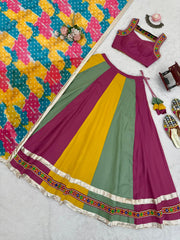 Beautiful Rayon Gamthi Thread Work With Real Mirror Work Lehenga Choli