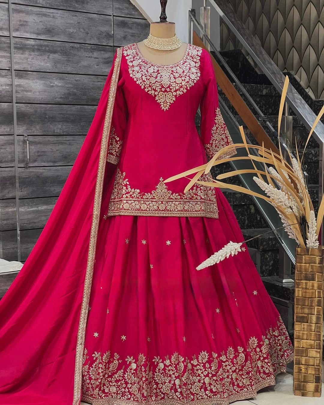 Party-wear Beautiful Chinon Silk Thread With Sequence Work Lehenga With Top