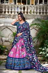 Heritage & Elegance Patola Printed Combination Tussar Silk Lehenga Choli