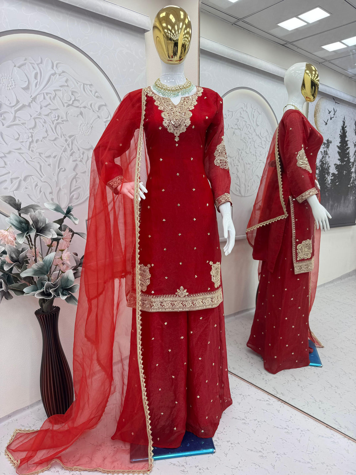 Designer Party-wear Fandy Satin Embroidery Codding &Sequence Work Suit