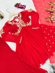 Party-wear Georgette Embroidery Sequence Work Sharara