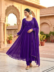 Attractive Real Mirror Embroidery Work Gown