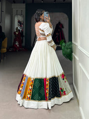 Navratri Special White Rayon Silk Lehenga Choli