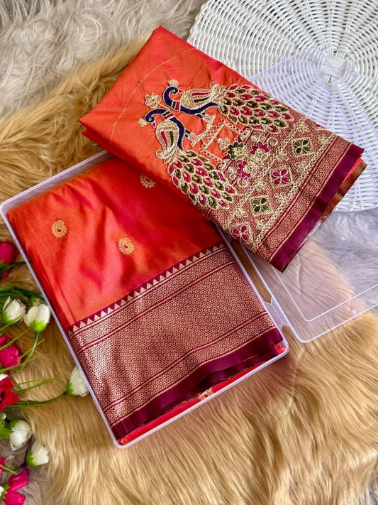 Beautiful Peshwai Kalanjali Paithani With Trending Aari Work Saree