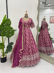 Beautiful Jacquard Silk Thread With Sequence Work Lehenga Choli
