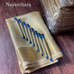 Nayanthara Banarasi Hand-looms Golden Saree