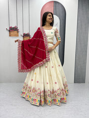 Beautiful Pure Cotton Embroidery Chain Work Lehenga Choli