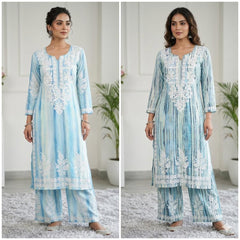 Beautiful Rayon Silk Embroidery Work Suit