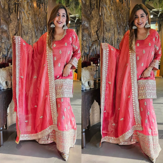 Beautiful Chinon Silk Sequence Work Salwar Suit