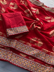 Party-wear Soft Georgette Bandhej Printed Saree