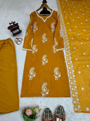 Beautiful Designer Yellow Tibby Silk Dress