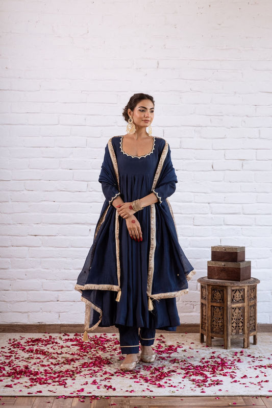 Beautiful Trendy Vichitra Silk Beads Work Anarkali Gown