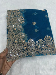 Luxurious Party-wear Net Sequence Embroidery Work Saree