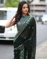 Party-wear Soft Rangoli Silk Sequence & Embroidery Work Saree