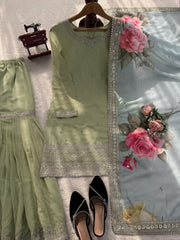 Party-wear Georgette Thread With Sequence Work Sharara Set