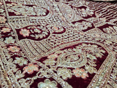Beautiful Heavy Velvet Zari Work & Zarkan Diamond Work Bridal Lehenga Choli